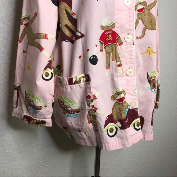 Nick & Nora pink sock monkey leisure time pajama top size 3XL - Picture 3 of 16